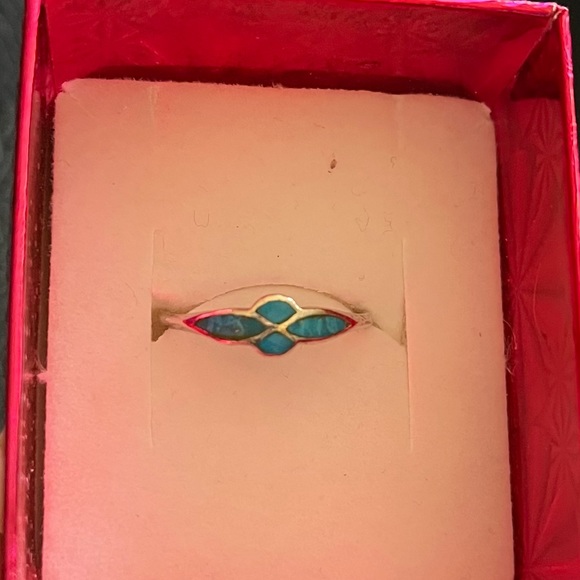 Sterling silver ring. Turquoise. Stamped. - Picture 2 of 3